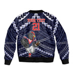 Custom Roosters Rugby Polynesian Tribal Sleeve Zip Bomber Jacket