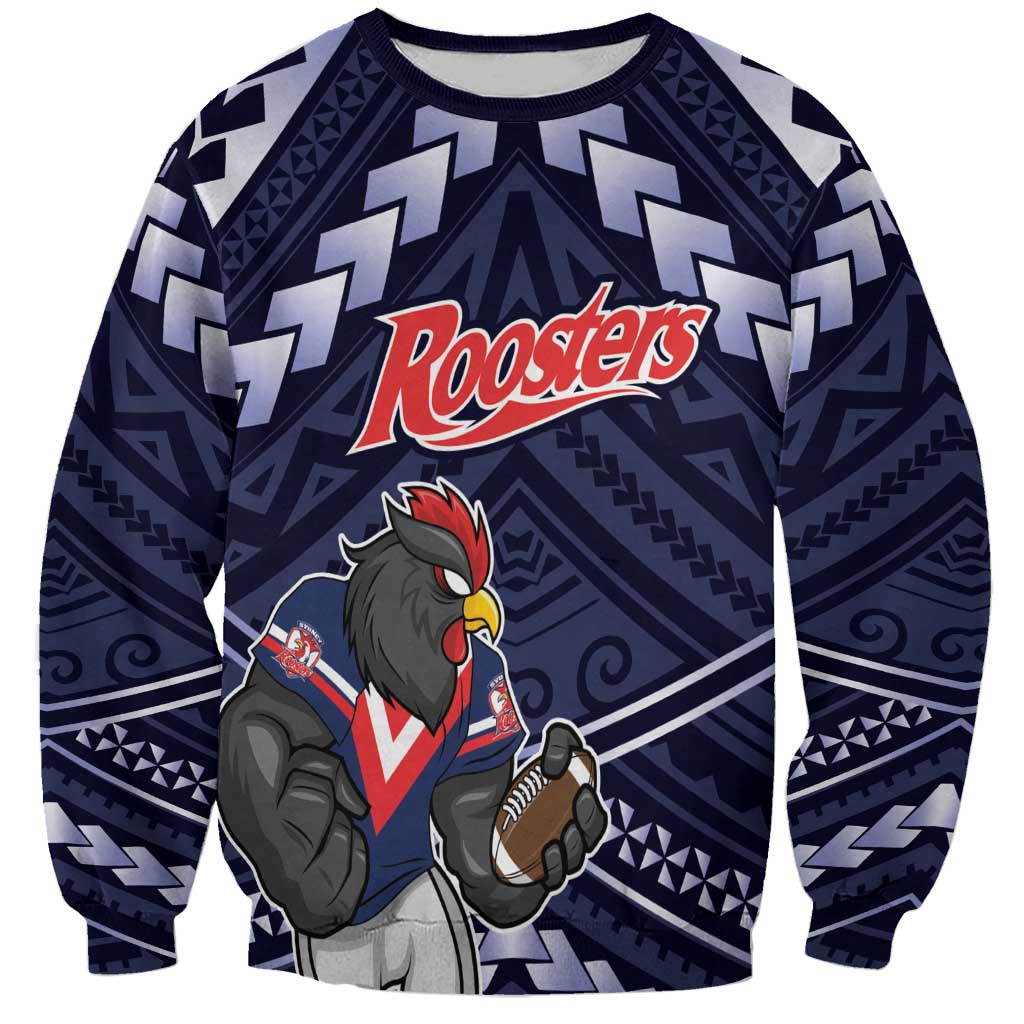 Custom Roosters Rugby Polynesian Tribal Sweatshirt