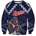 Custom Roosters Rugby Polynesian Tribal Sweatshirt
