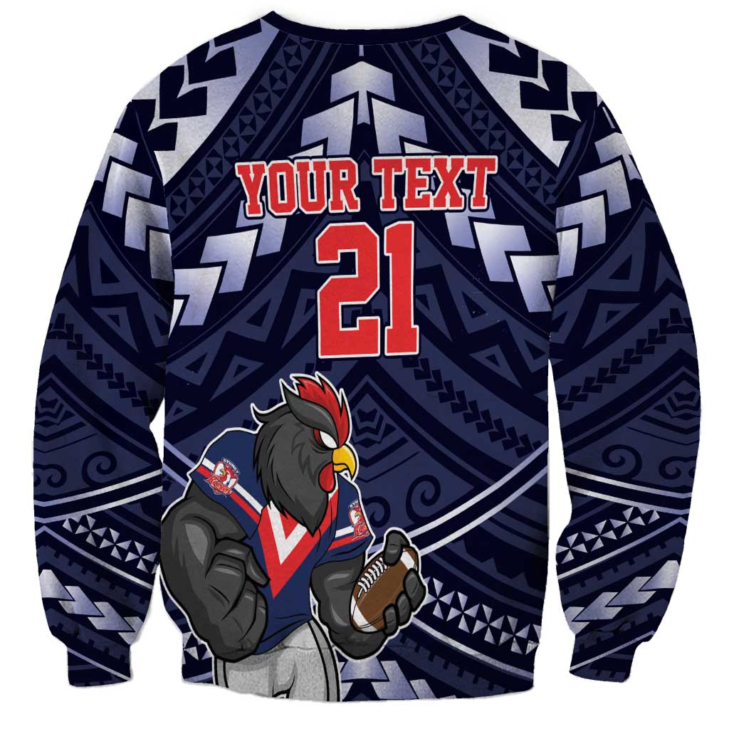 Custom Roosters Rugby Polynesian Tribal Sweatshirt