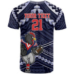 Custom Roosters Rugby Polynesian Tribal T Shirt