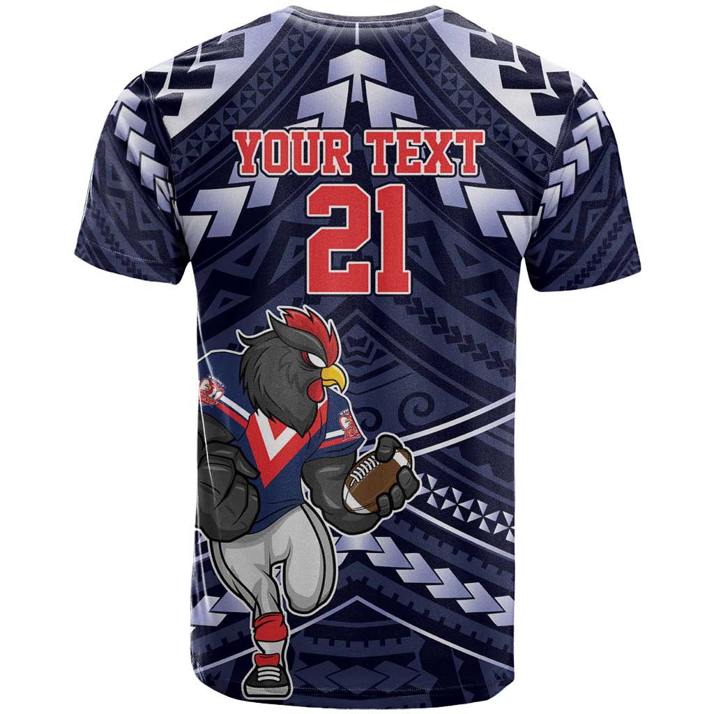 Custom Roosters Rugby Polynesian Tribal T Shirt