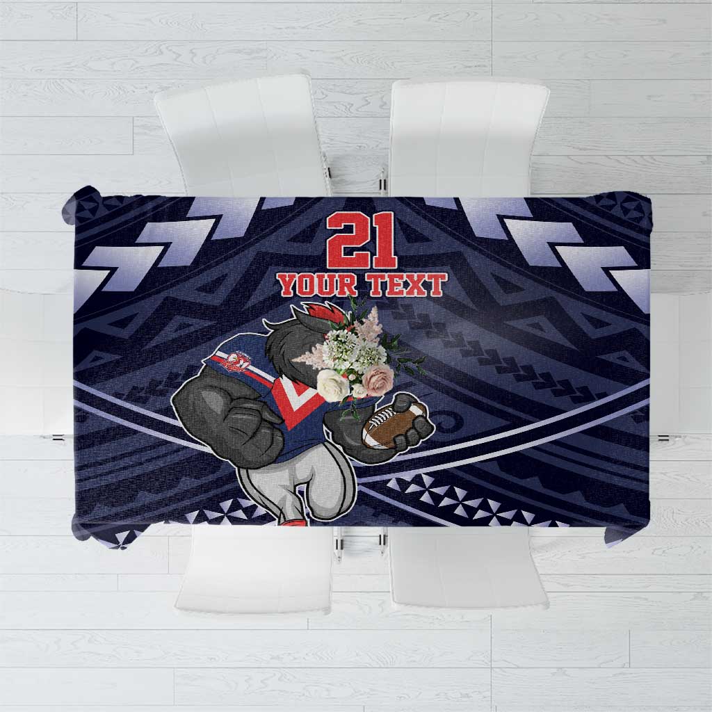 Custom Roosters Rugby Polynesian Tribal Tablecloth
