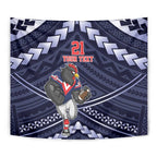 Custom Roosters Rugby Polynesian Tribal Tapestry