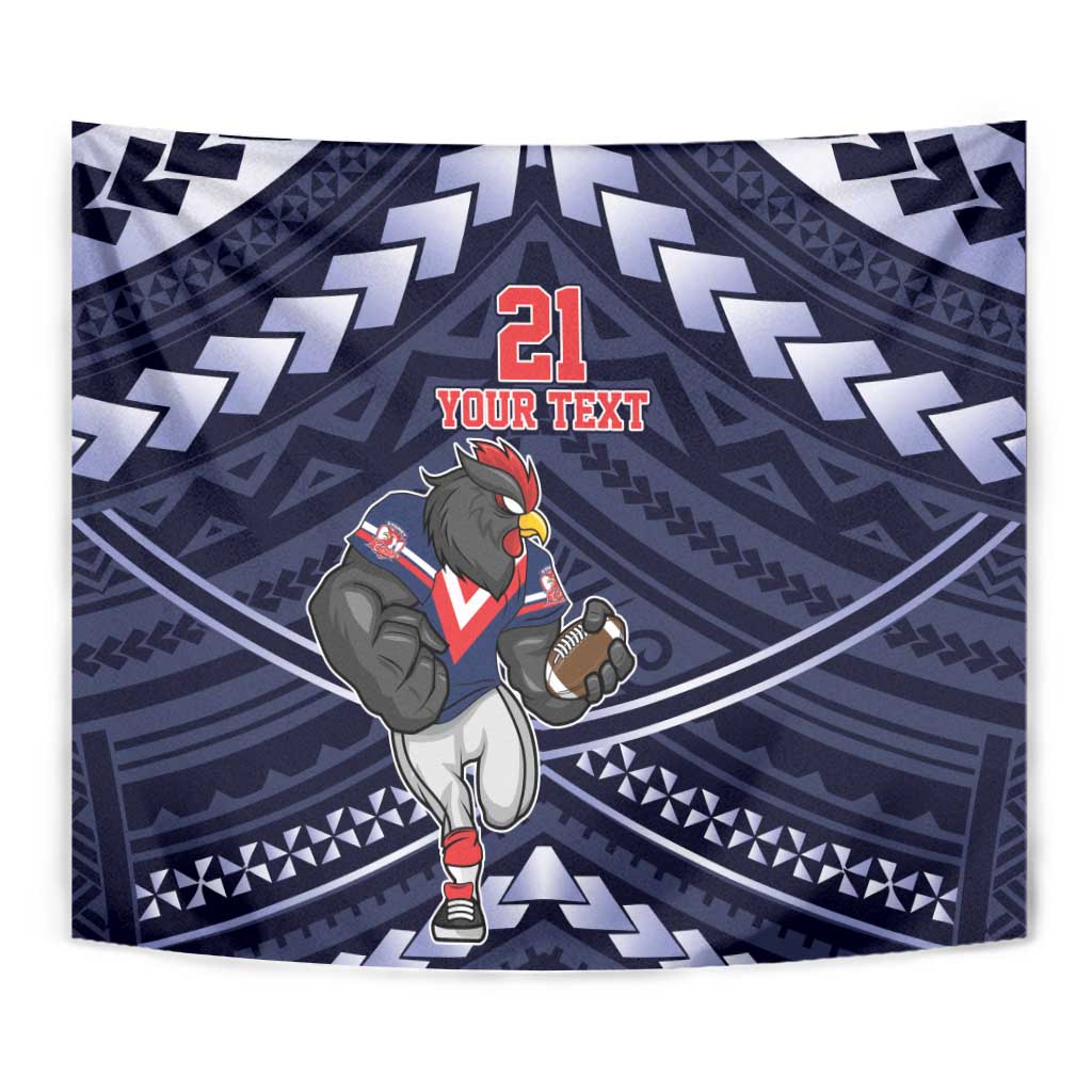 Custom Roosters Rugby Polynesian Tribal Tapestry