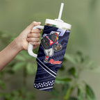 Custom Roosters Rugby Polynesian Tribal Tumbler With Handle