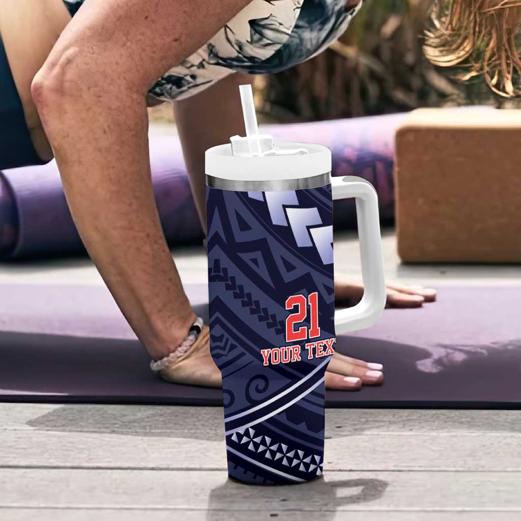 Custom Roosters Rugby Polynesian Tribal Tumbler With Handle