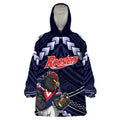 Custom Roosters Rugby Polynesian Tribal Wearable Blanket Hoodie