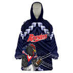 Custom Roosters Rugby Polynesian Tribal Wearable Blanket Hoodie
