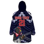 Custom Roosters Rugby Polynesian Tribal Wearable Blanket Hoodie