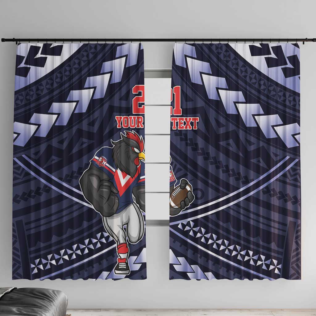 Custom Roosters Rugby Polynesian Tribal Window Curtain