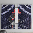Custom Roosters Rugby Polynesian Tribal Window Curtain