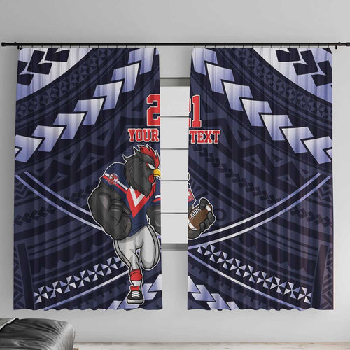 Custom Roosters Rugby Polynesian Tribal Window Curtain