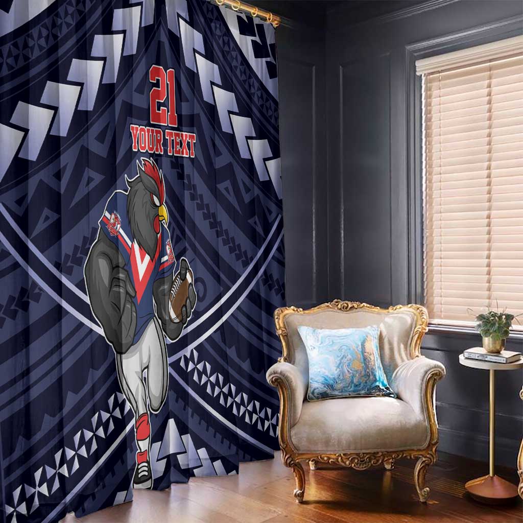 Custom Roosters Rugby Polynesian Tribal Window Curtain