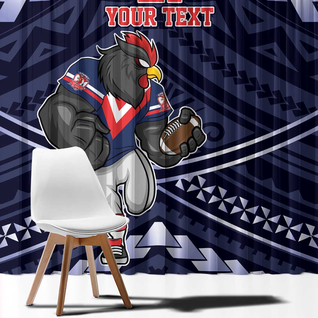 Custom Roosters Rugby Polynesian Tribal Window Curtain