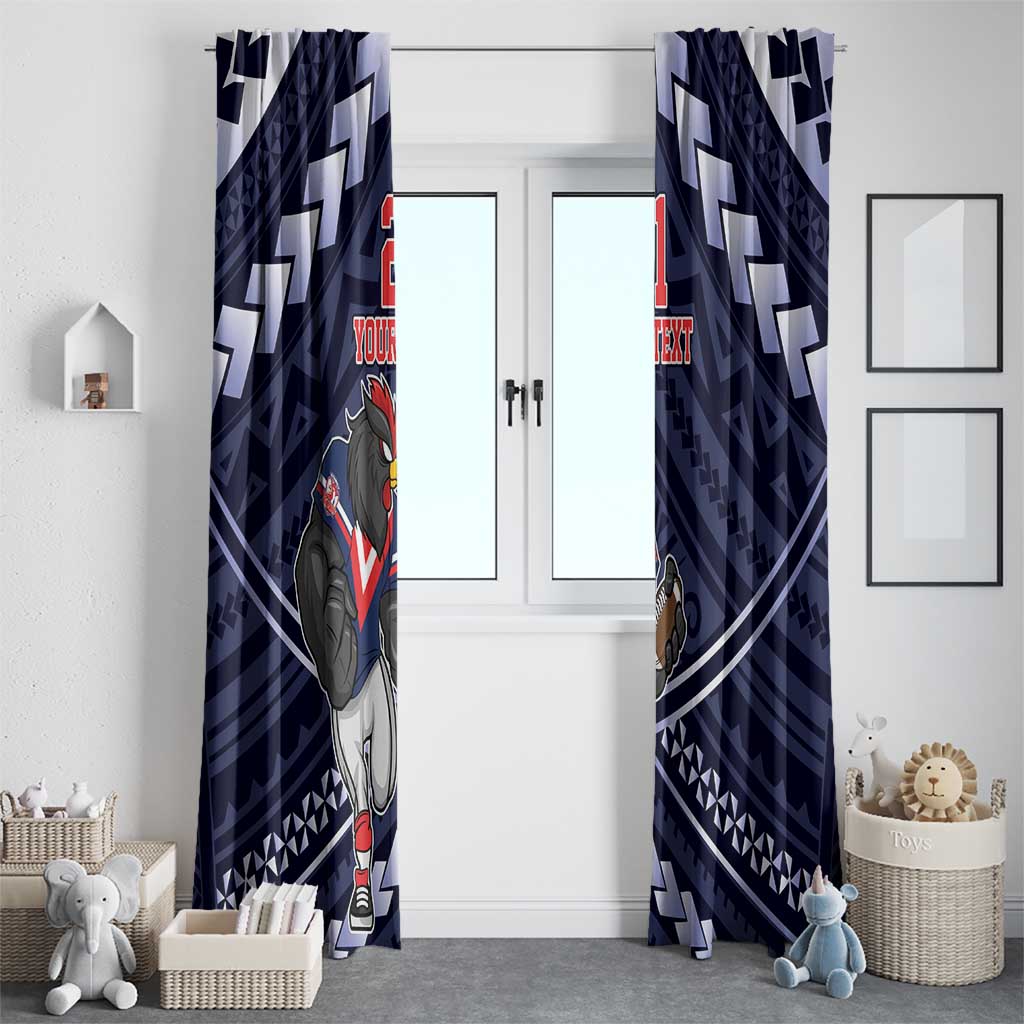 Custom Roosters Rugby Polynesian Tribal Window Curtain