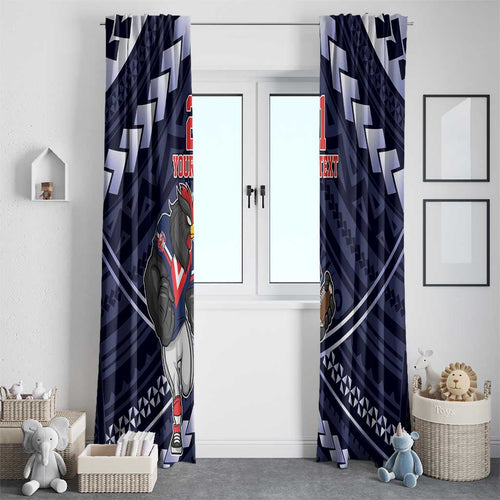 Custom Roosters Rugby Polynesian Tribal Window Curtain