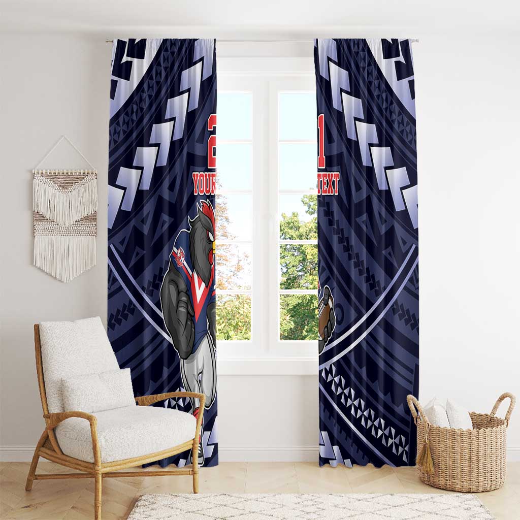 Custom Roosters Rugby Polynesian Tribal Window Curtain