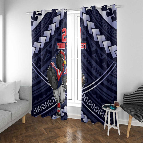 Custom Roosters Rugby Polynesian Tribal Window Curtain