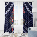 Custom Roosters Rugby Polynesian Tribal Window Curtain