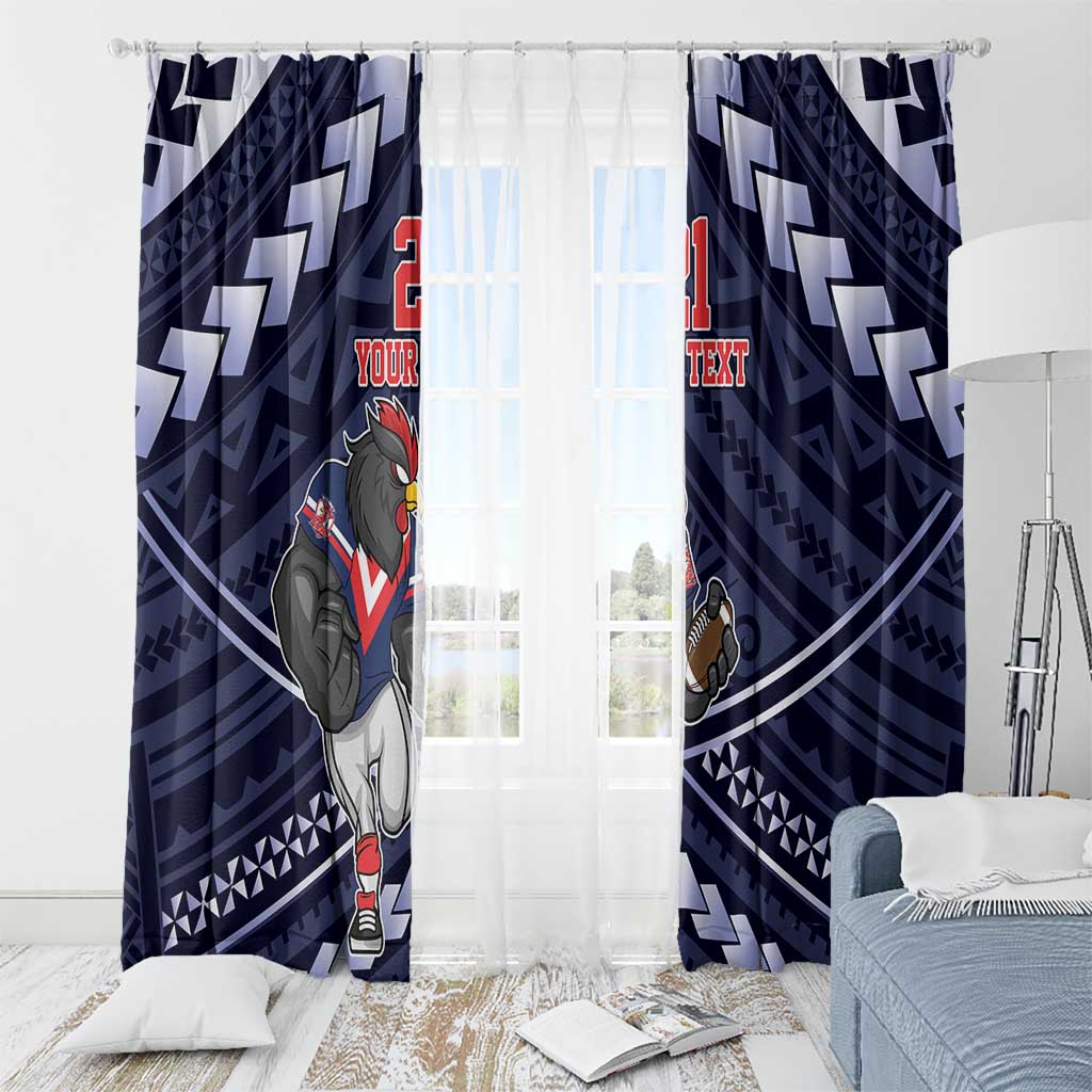 Custom Roosters Rugby Polynesian Tribal Window Curtain