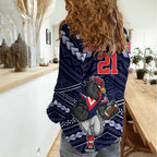 Custom Roosters Rugby Polynesian Tribal Women Casual Shirt