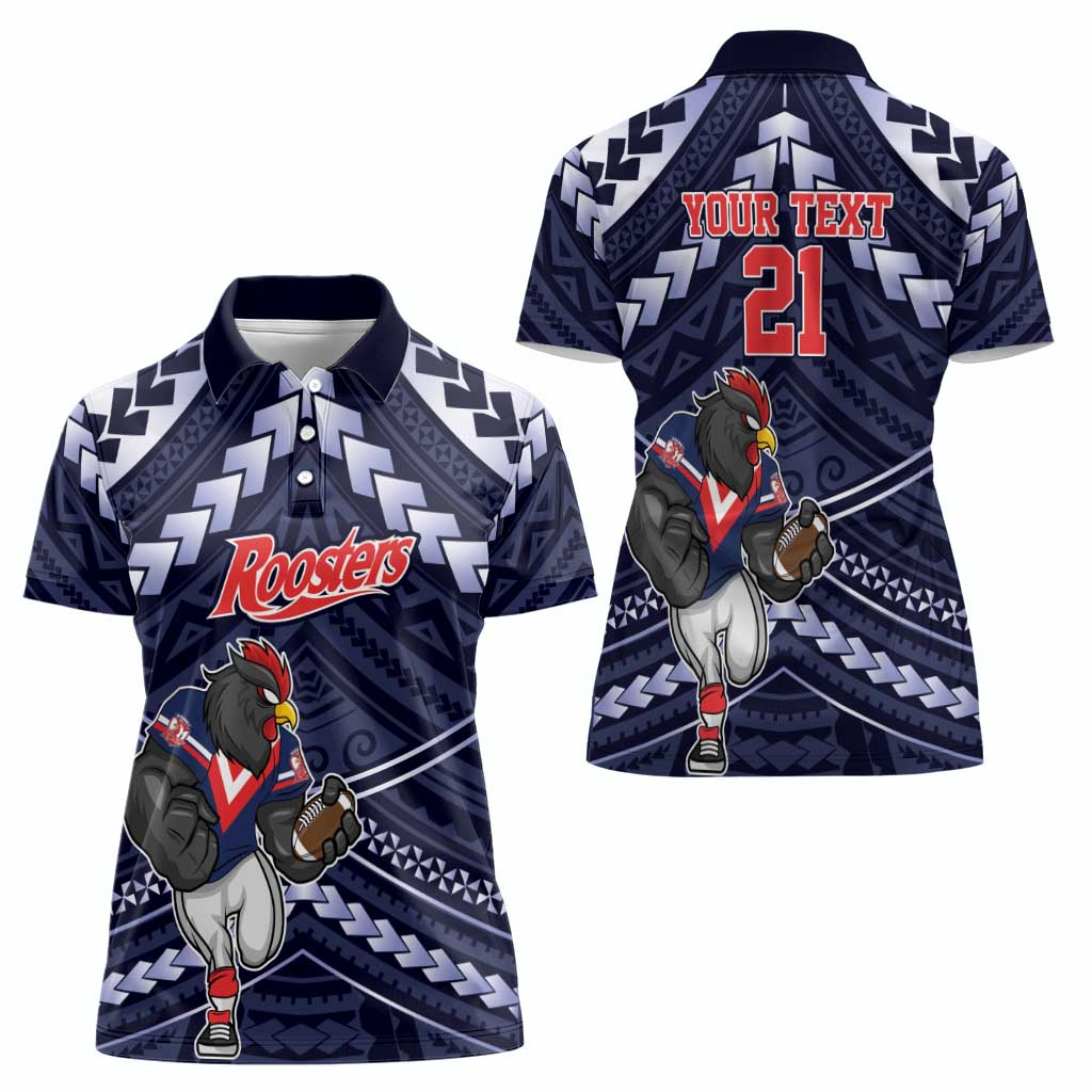 Custom Roosters Rugby Polynesian Tribal Women Polo Shirt