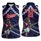 Custom Roosters Rugby Polynesian Tribal Women Sleeveless Polo Shirt