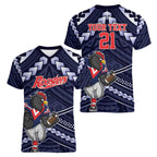 Custom Roosters Rugby Polynesian Tribal Women V-Neck T-Shirt