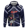 Custom Roosters Rugby Polynesian Tribal Zip Hoodie