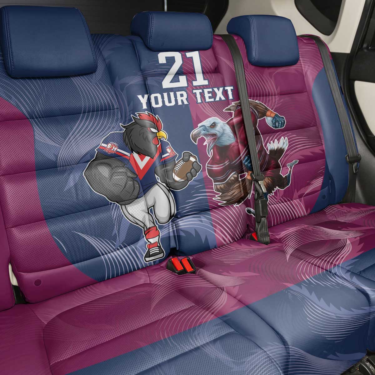 Roosters-Sea Eagles Rugby Custom Back Car Seat Cover Half Grunge Style