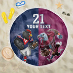 Roosters-Sea Eagles Rugby Custom Beach Blanket Half Grunge Style