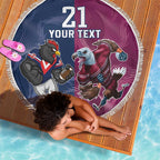 Roosters-Sea Eagles Rugby Custom Beach Blanket Half Grunge Style