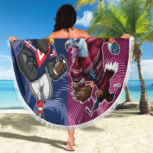 Roosters-Sea Eagles Rugby Custom Beach Blanket Half Grunge Style