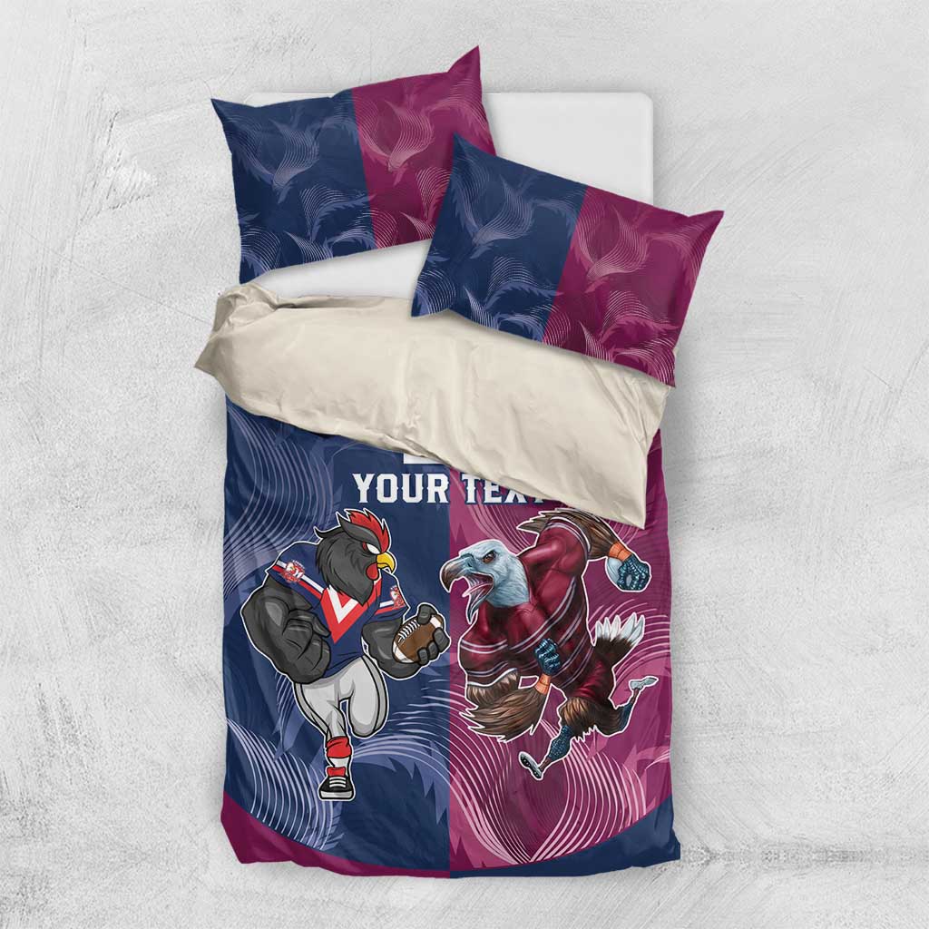 Roosters-Sea Eagles Rugby Custom Bedding Set Half Grunge Style