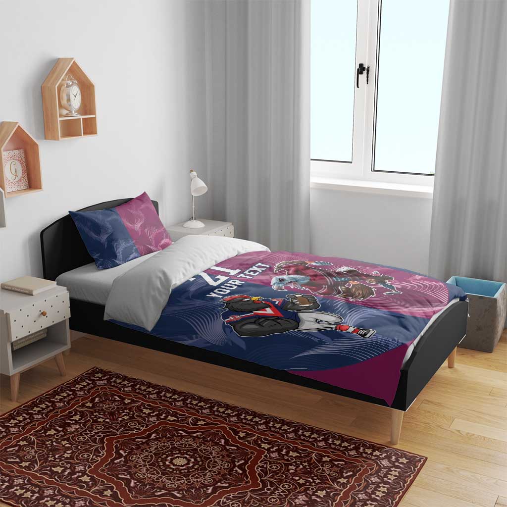 Roosters-Sea Eagles Rugby Custom Bedding Set Half Grunge Style