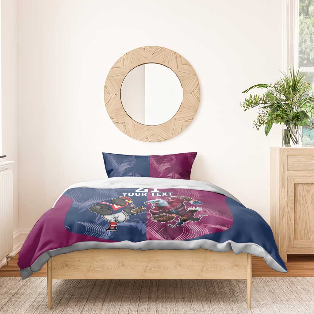 Roosters-Sea Eagles Rugby Custom Bedding Set Half Grunge Style