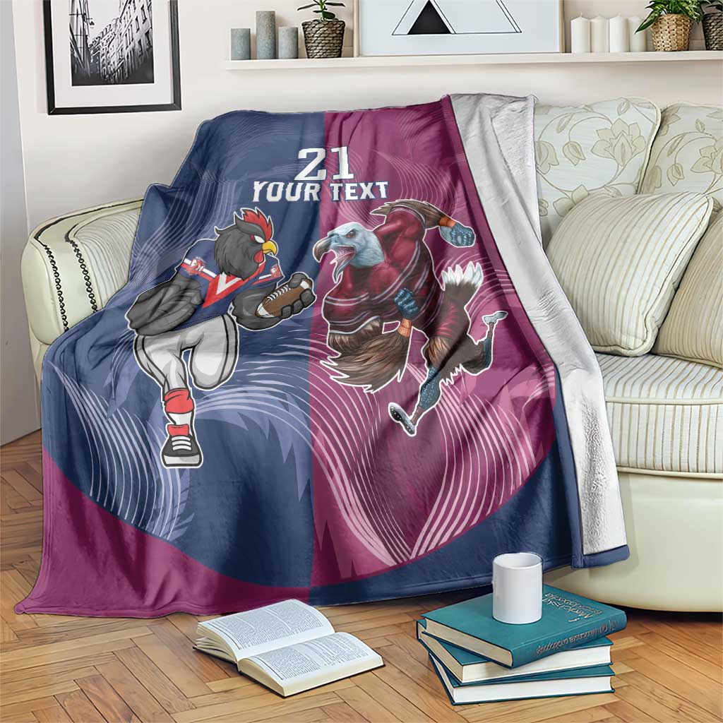 Roosters-Sea Eagles Rugby Custom Blanket Half Grunge Style