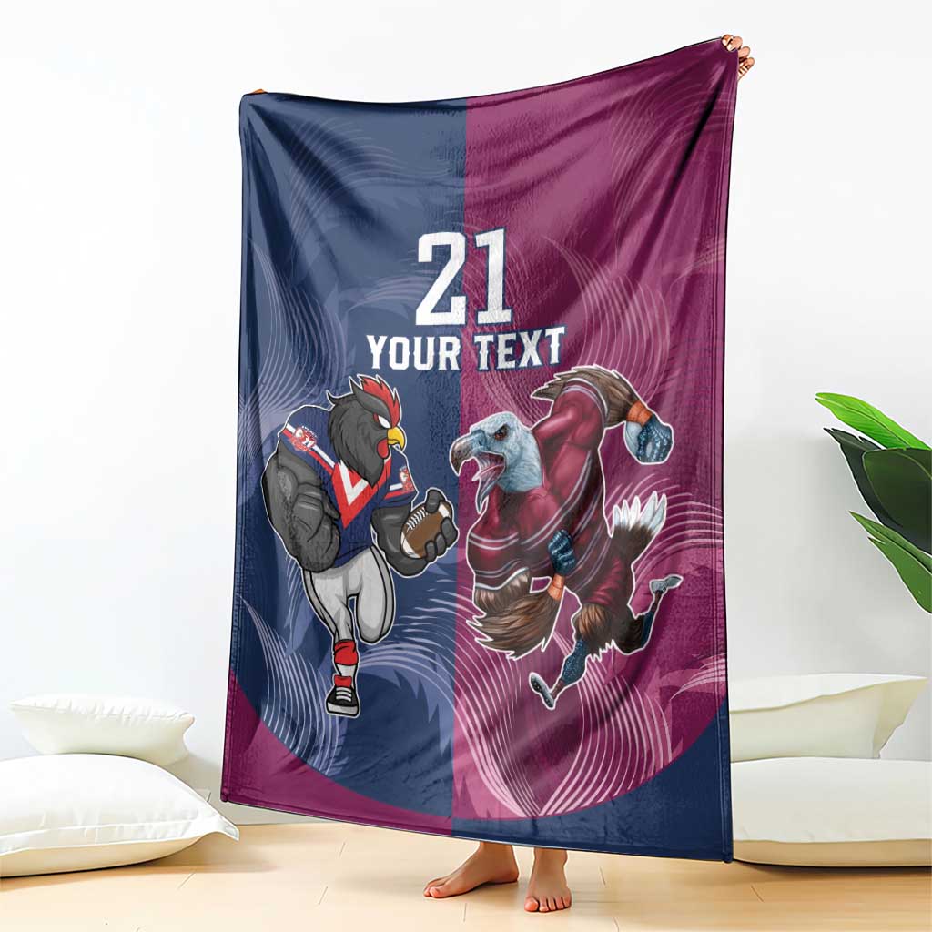 Roosters-Sea Eagles Rugby Custom Blanket Half Grunge Style