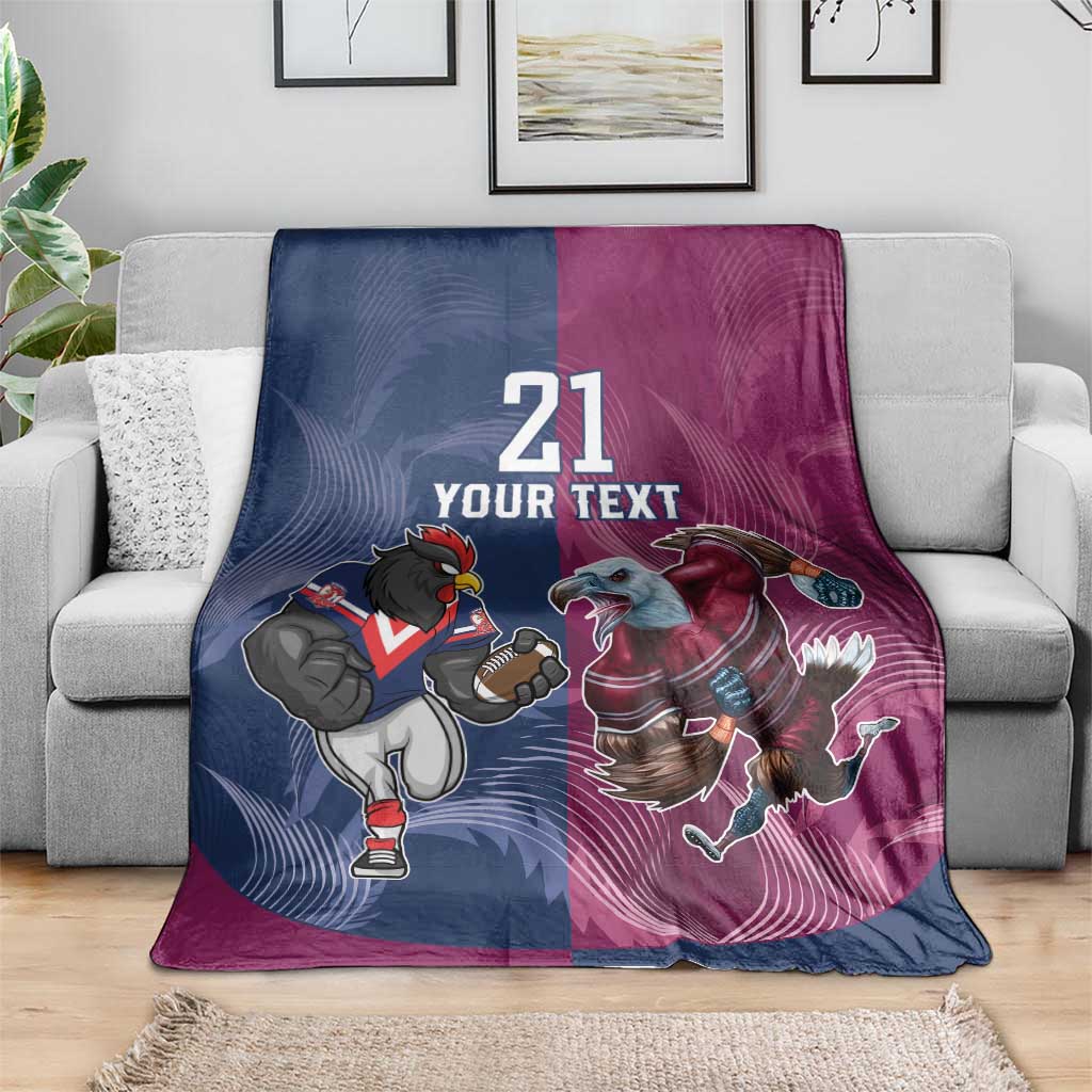 Roosters-Sea Eagles Rugby Custom Blanket Half Grunge Style