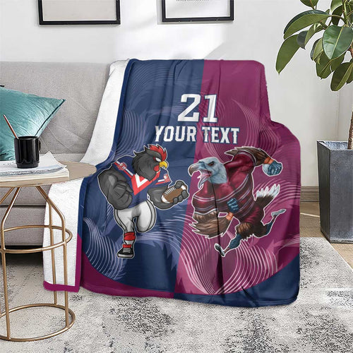 Roosters-Sea Eagles Rugby Custom Blanket Half Grunge Style