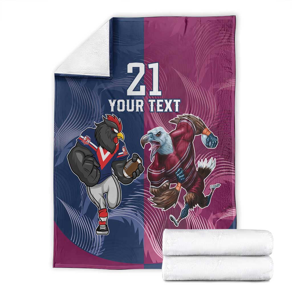Roosters-Sea Eagles Rugby Custom Blanket Half Grunge Style
