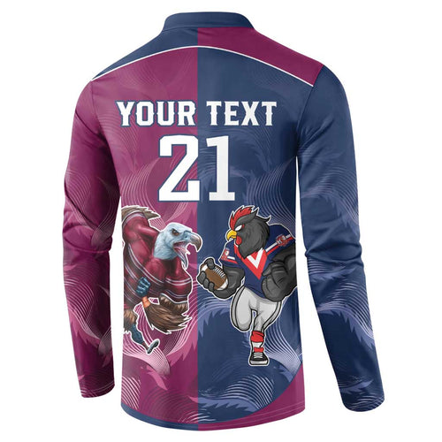 Roosters-Sea Eagles Rugby Custom Button Sweatshirt Half Grunge Style