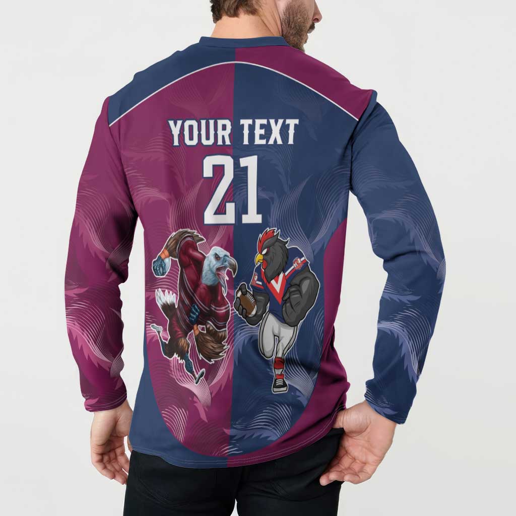Roosters-Sea Eagles Rugby Custom Button Sweatshirt Half Grunge Style