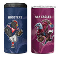 Roosters-Sea Eagles Rugby Custom 4 in 1 Can Cooler Tumbler Half Grunge Style