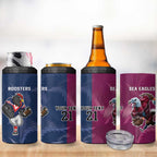 Roosters-Sea Eagles Rugby Custom 4 in 1 Can Cooler Tumbler Half Grunge Style