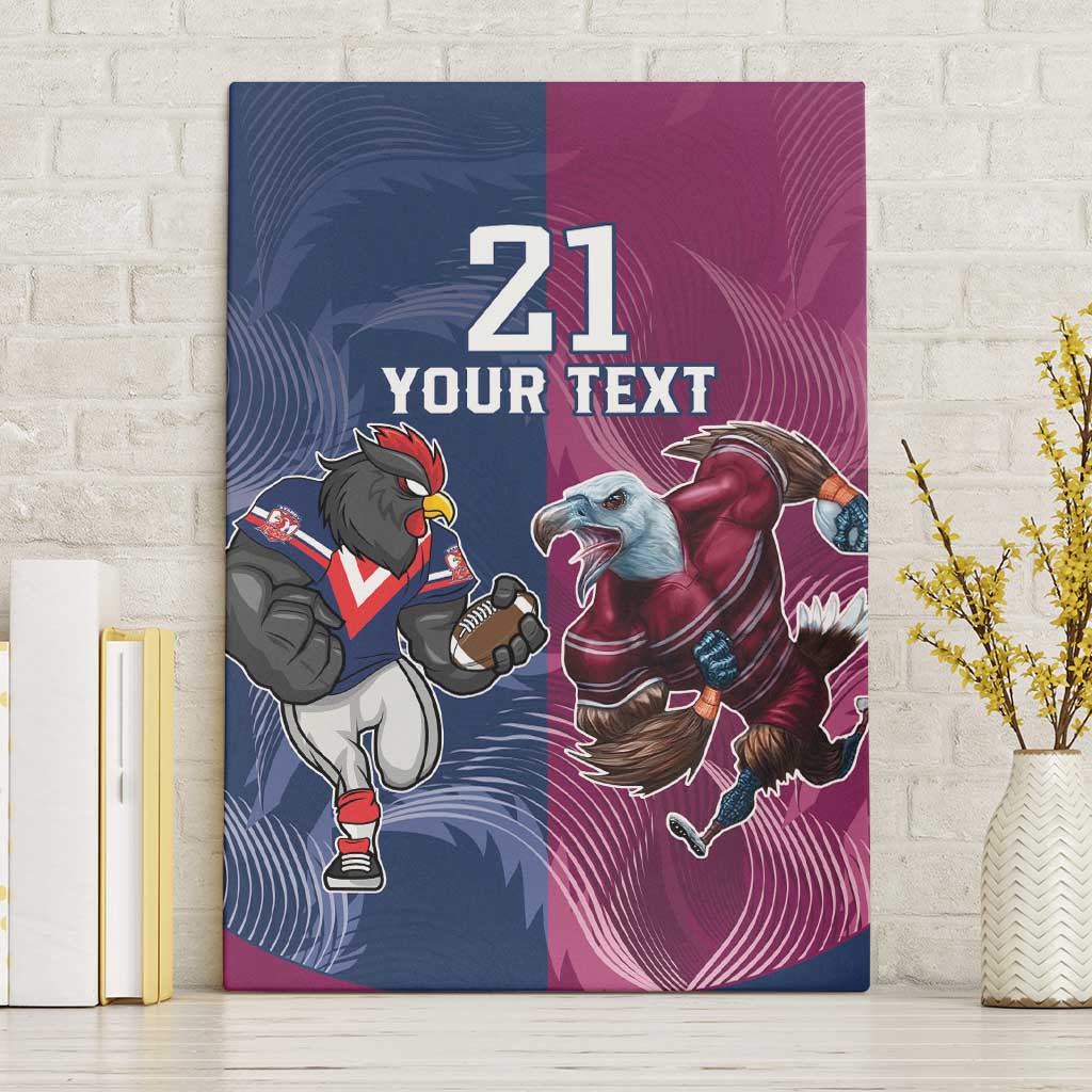 Roosters-Sea Eagles Rugby Custom Canvas Wall Art Half Grunge Style