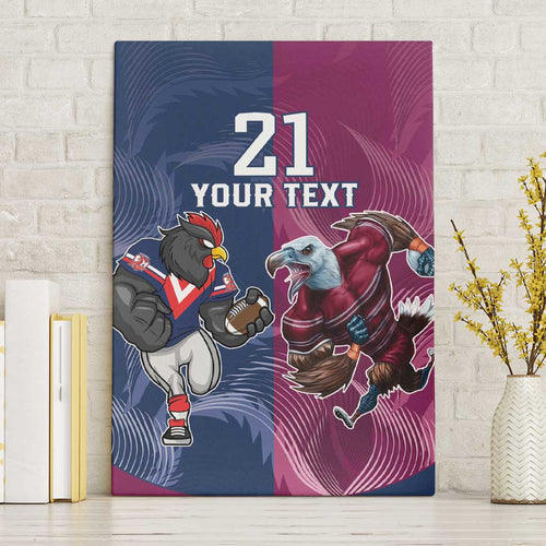 Roosters-Sea Eagles Rugby Custom Canvas Wall Art Half Grunge Style