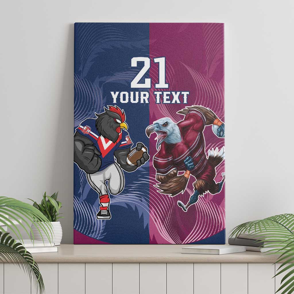 Roosters-Sea Eagles Rugby Custom Canvas Wall Art Half Grunge Style