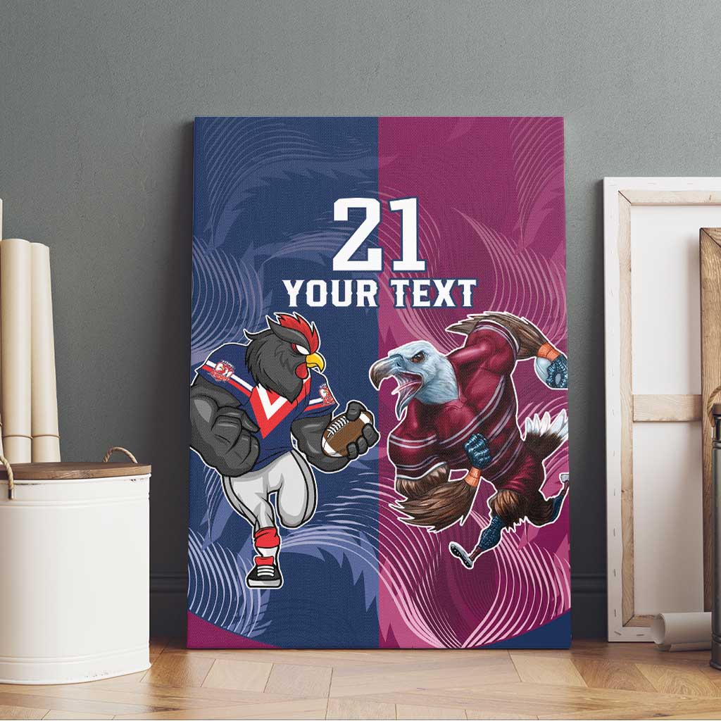 Roosters-Sea Eagles Rugby Custom Canvas Wall Art Half Grunge Style